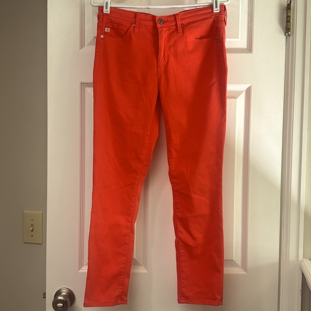 Woman’s AG Adriano Goldschmied Prima Crop Cigarette Leg Jean Coral Salmon 27R - Picture 2 of 10